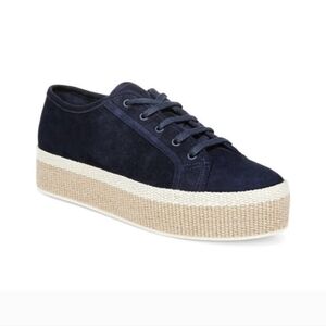 Vince | Windell Suede Espadrille Platform Sneaker Navy Blue Jute Size 6.5